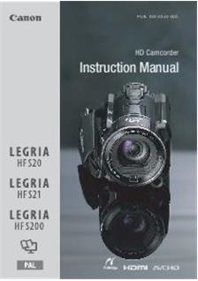 Canon Legria HF S21 manual. Camera Instructions.